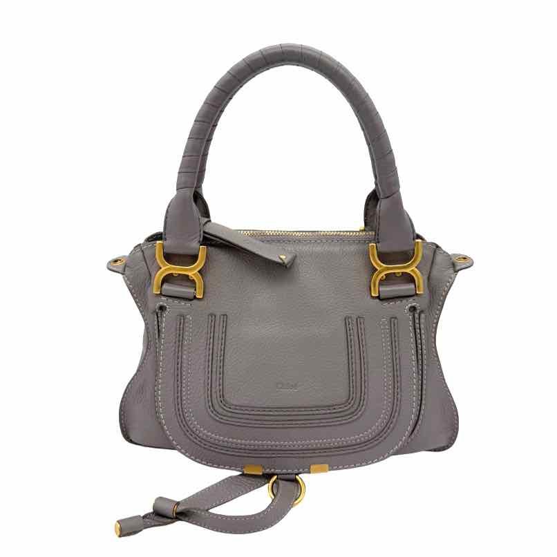 CHLOE Calf Leather Small Marcie Bag Cashmere Grey (Pre-Owned)