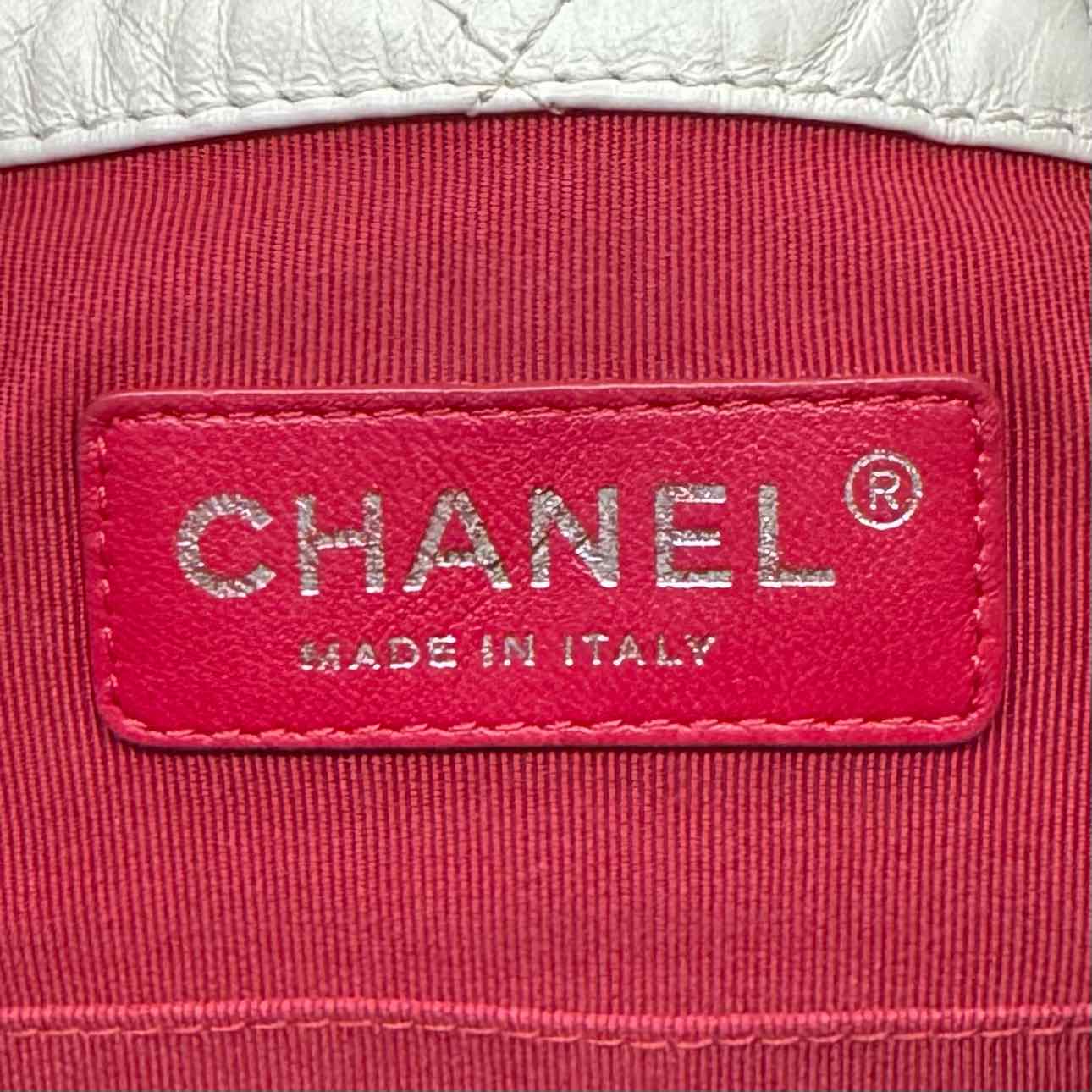 CHANEL Aged Calfskin Small Gabrielle Backpack White/Black