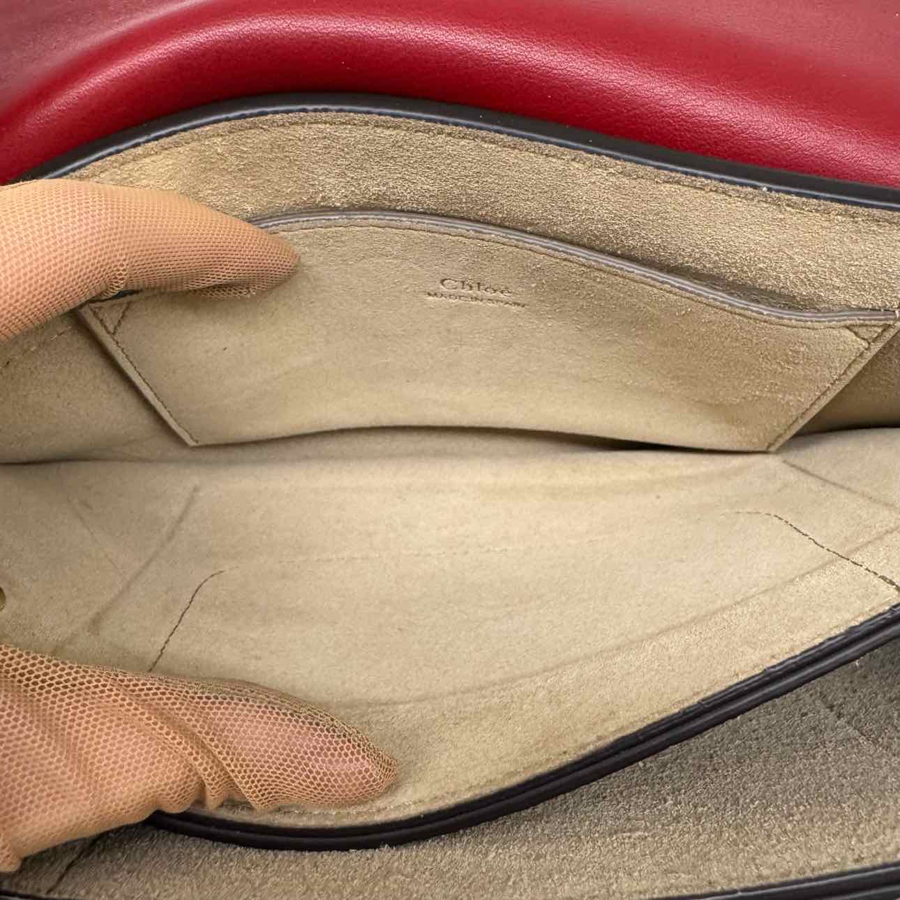 CHLOE Suede Calfskin Small Faye Crossbody Red