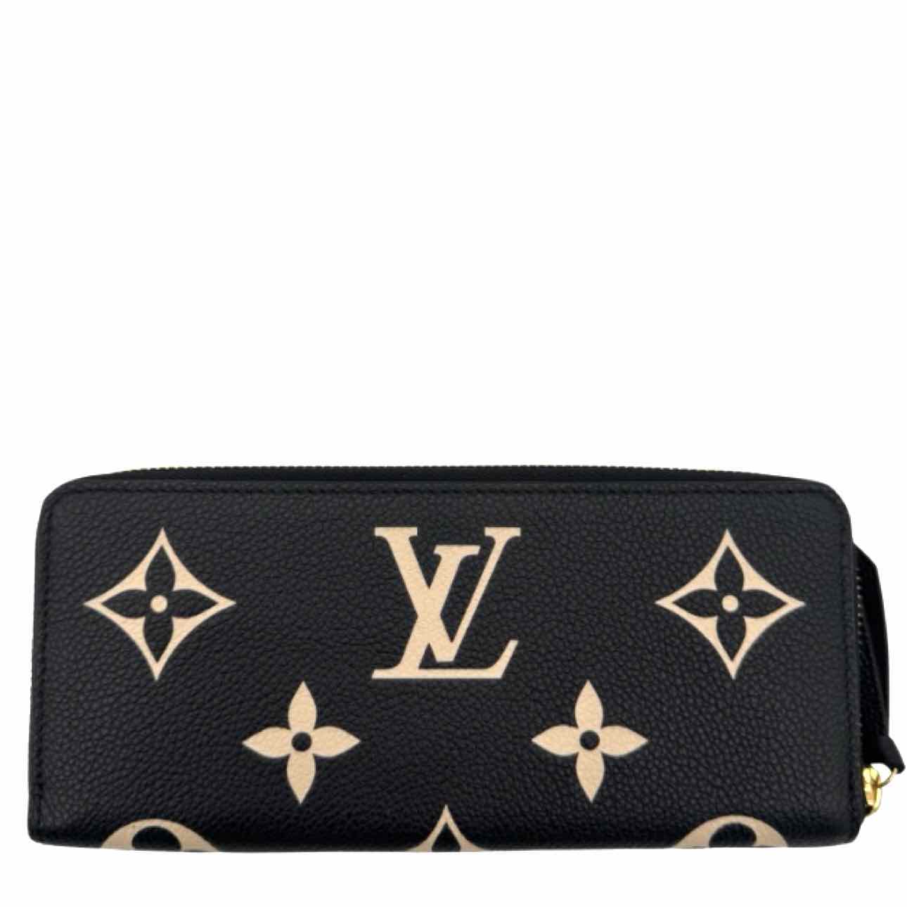 LOUIS VUITTON Bicolor Monogram Empreinte Leather Clemence Wallet Black