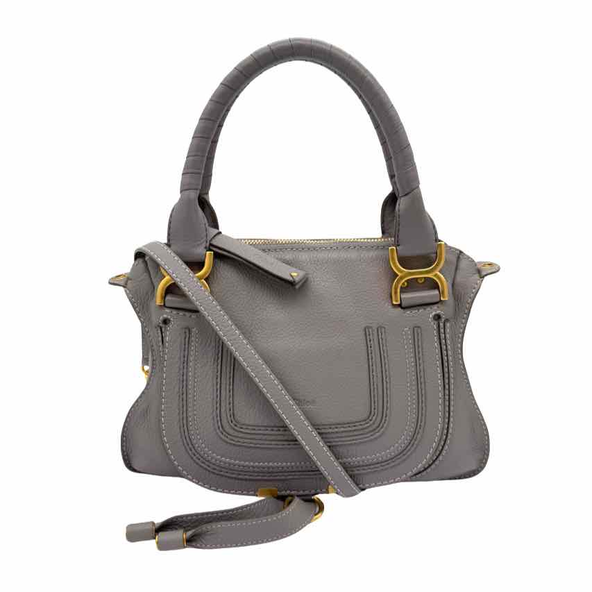 CHLOE Calf Leather Small Marcie Bag Cashmere Grey (Pre-Owned)