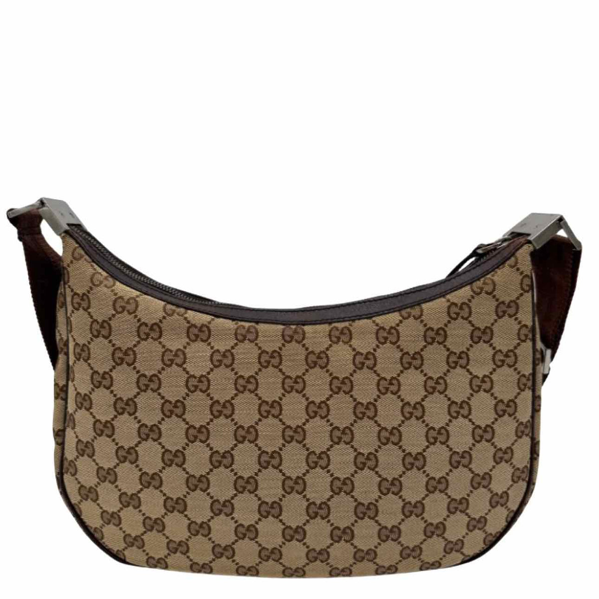 GUCCI Monogram Canvas Half Moon Messenger Bag Brown