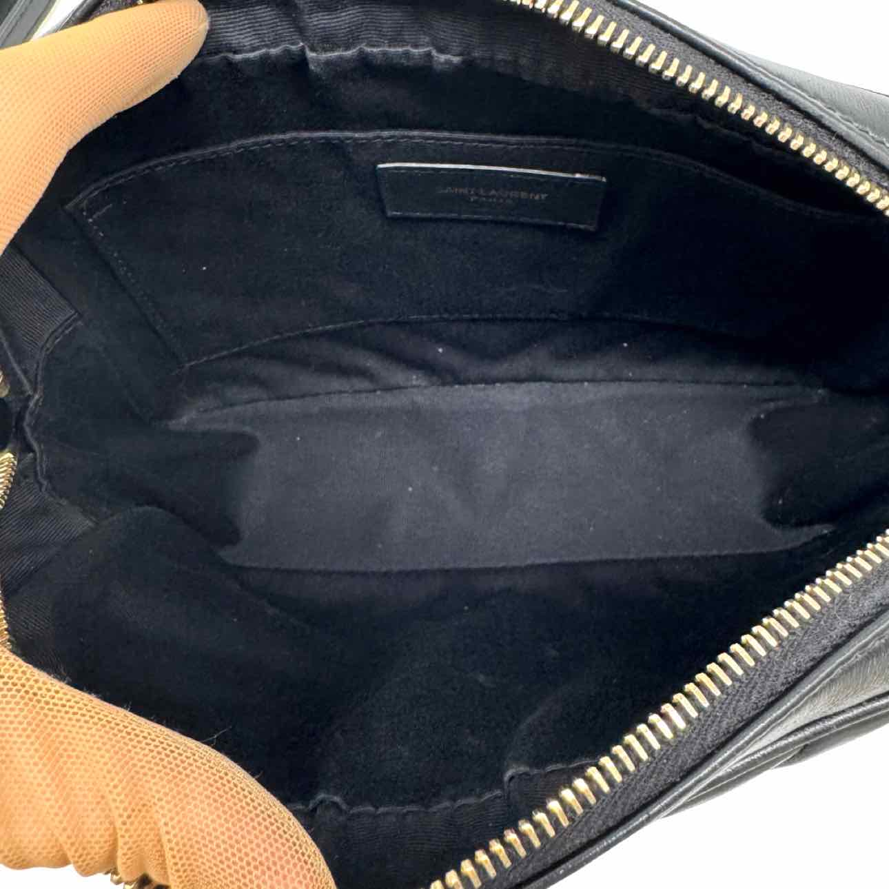 SAINT LAURENT Matelasse Chevron Medium Lou Camera Bag Black