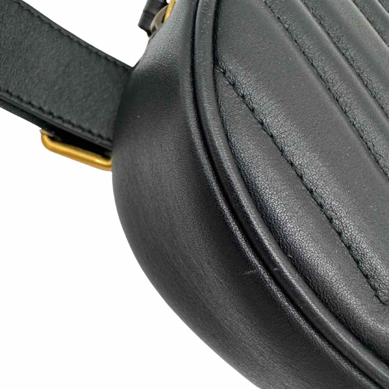 GUCCI Matelasse Chevron Marmont Belt Bag Black