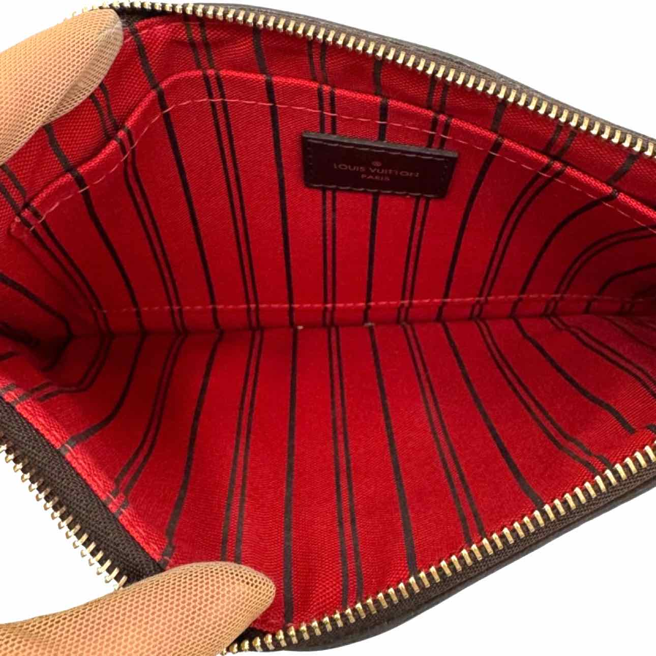 LOUIS VUITTON Damier Ebene Neverfull Pochette Brown