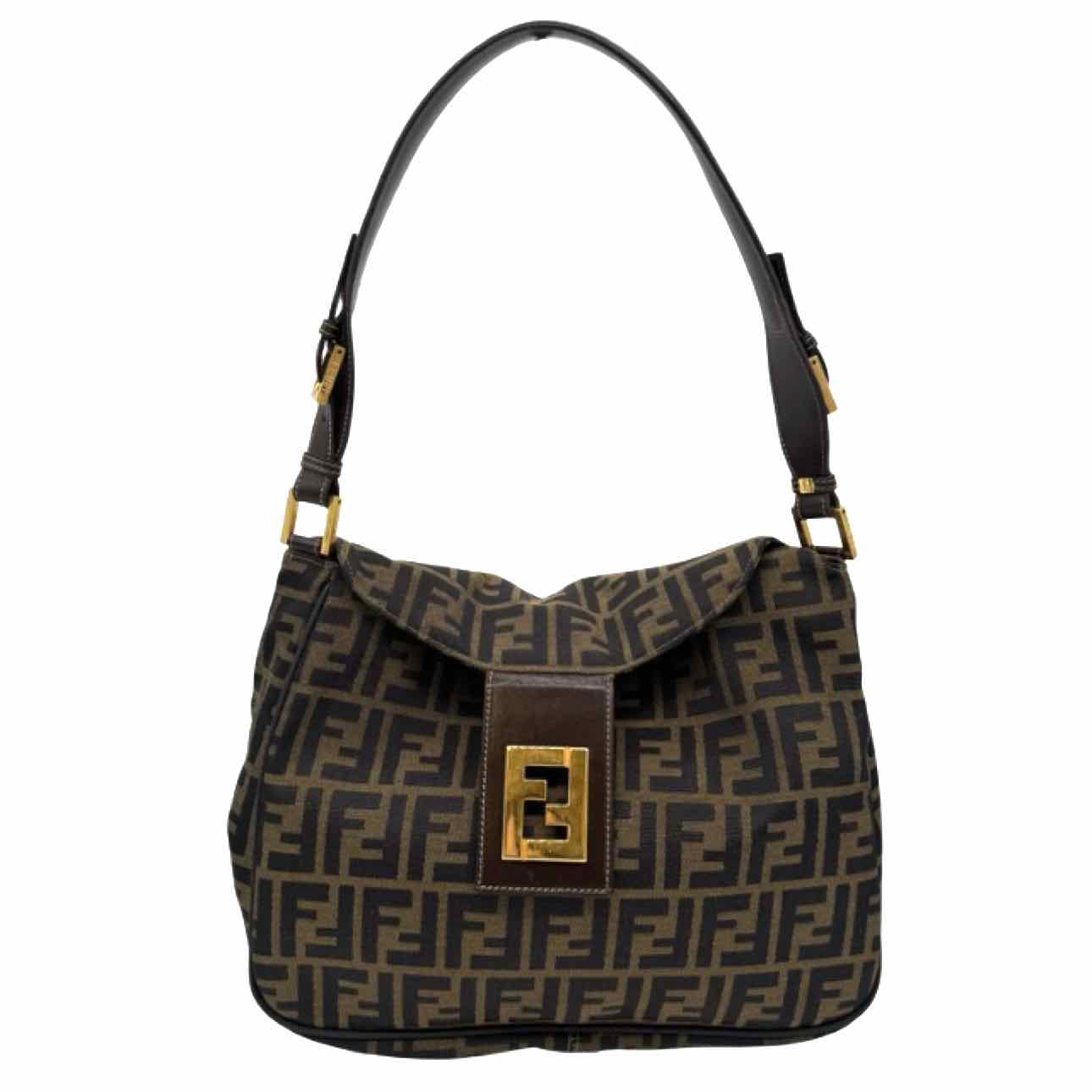 FENDI Canvas Zucca Mamma Baguette Shoulder Bag