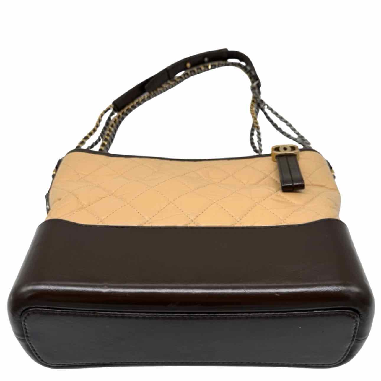 CHANEL Aged Calfskin Medium Gabrielle Hobo Bag Beige