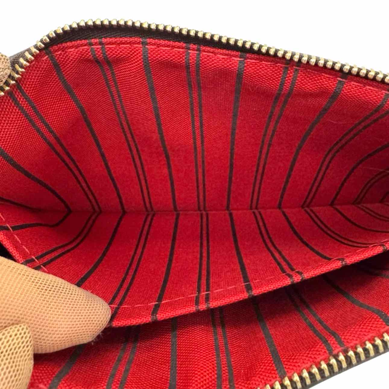 LOUIS VUITTON Damier Ebene Neverfull Pochette Brown