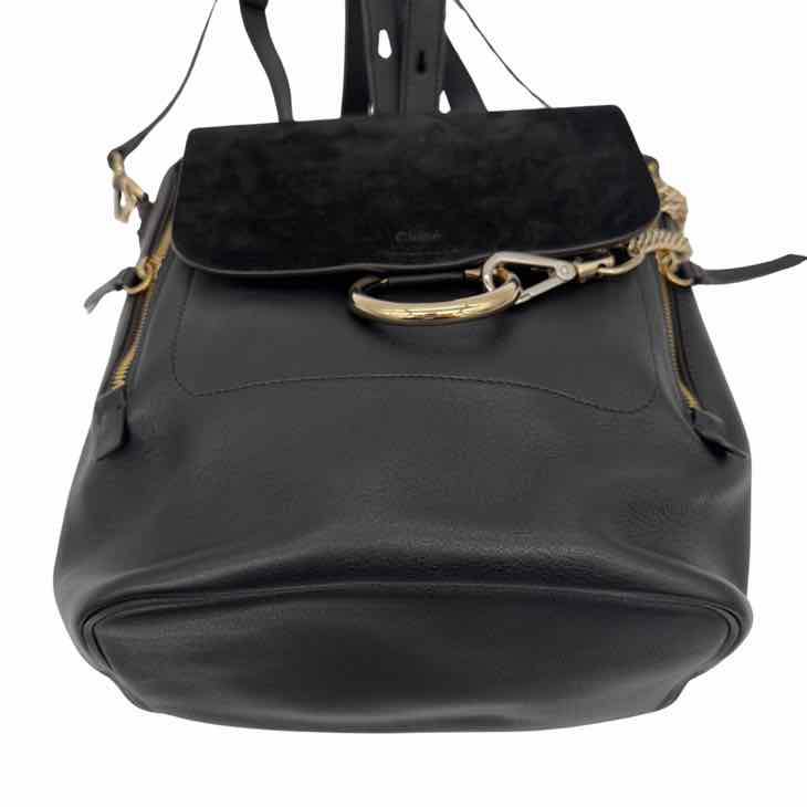 CHLOE Suede Calfskin Medium Faye Backpack Black (Pre-Owned)