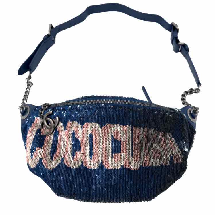 CHANEL Sequin Coco Cuba Belt Bag Blue/Pink (Pre-Owned)