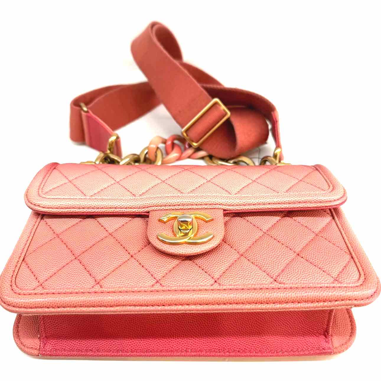 CHANEL Caviar Quilted Sunset On The Sea Medium Flap Bag Peach (Pre-Owned)