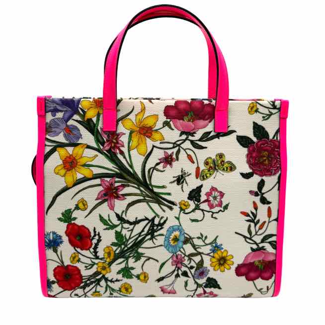 GUCCI Canvas Flora Medium Tote Ivory (Pre-Owned)