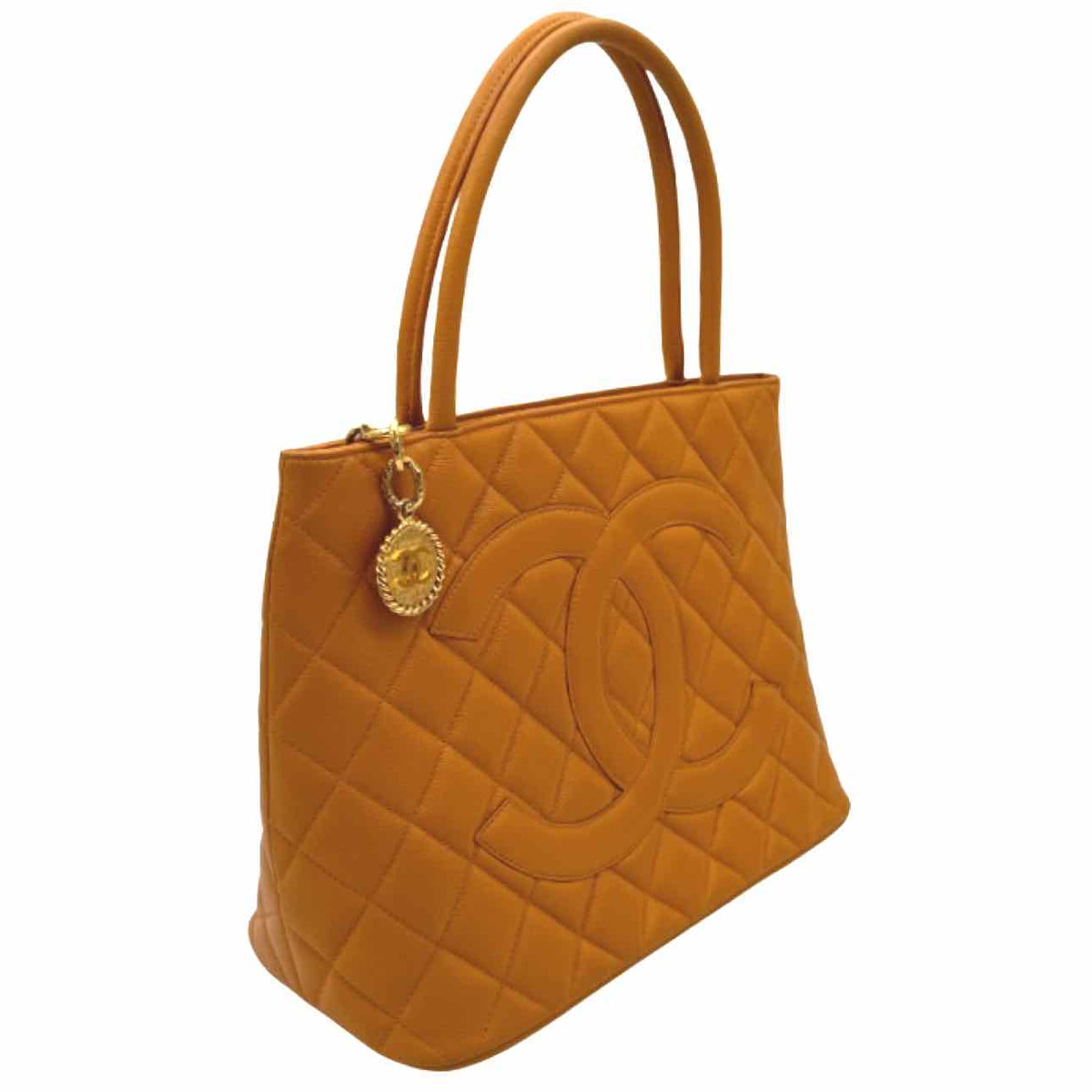 CHANEL Caviar Leather Medallion Tote Yellow
