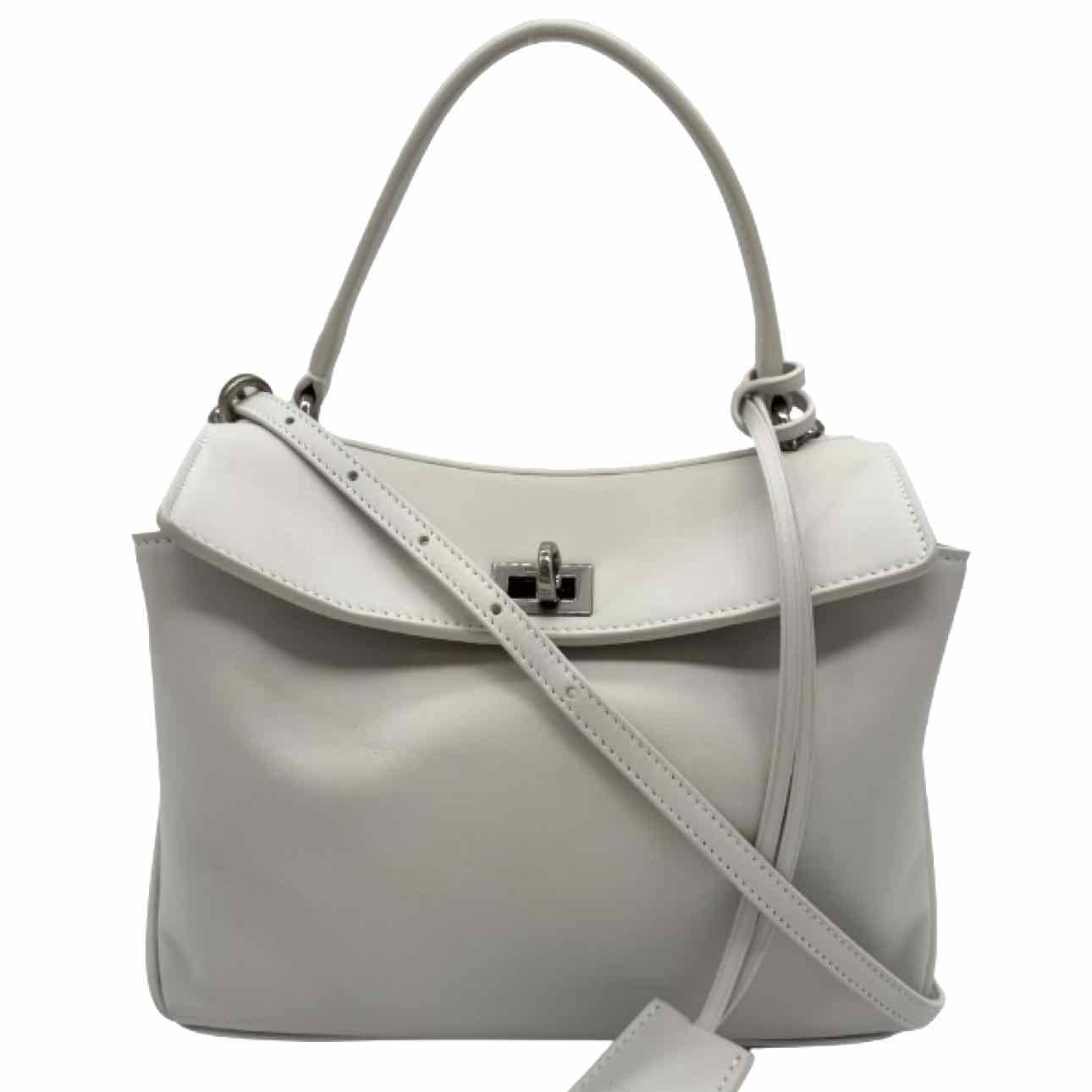 BALENCIAGA Calfskin Mini Rodeo Top Handle Crossbody Optic White