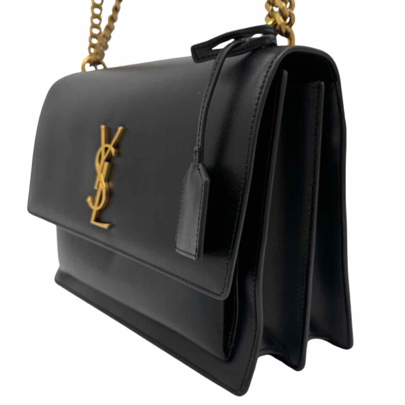 SAINT LAURENT Calfskin Large Sunset Shoulder Bag Black