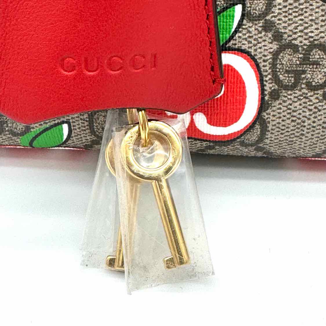 GUCCI Supreme Monogram Apple Small Padlock Multicolor Tote Red (Pre-Owned)