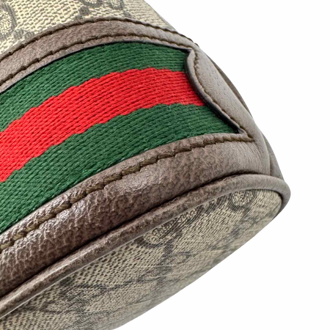 GUCCI Canvas GG  Supreme Monogram Ophidia Mini  Bucket Bag Brown