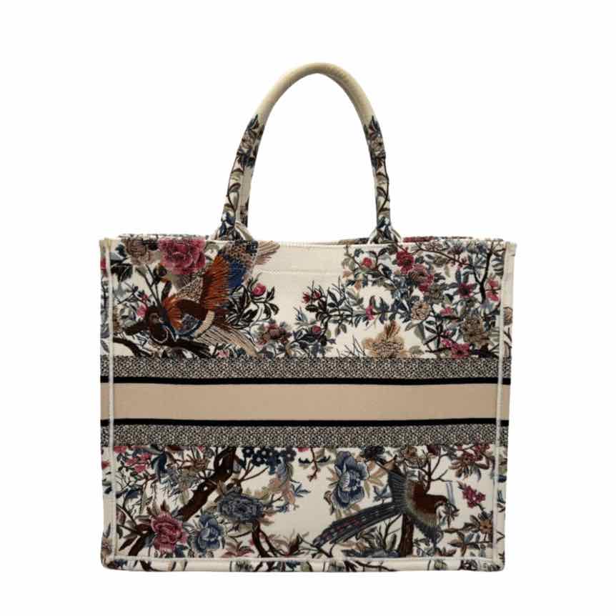 DIOR Canvas Embroided Jardin D'Hiver Book Tote Large (Pre-Owned)