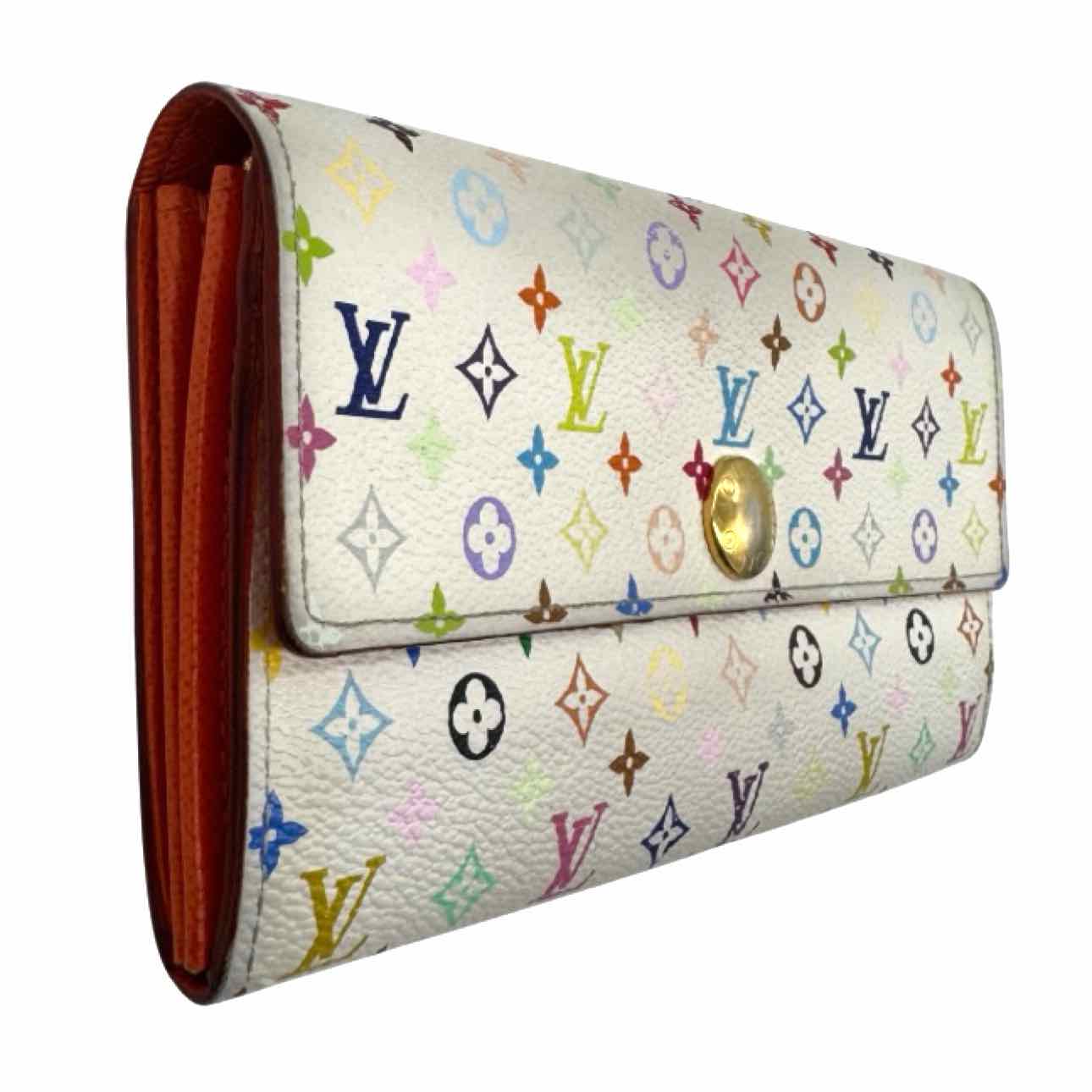 LOUIS VUITTON Monogram Multicolor Sarah Wallet White