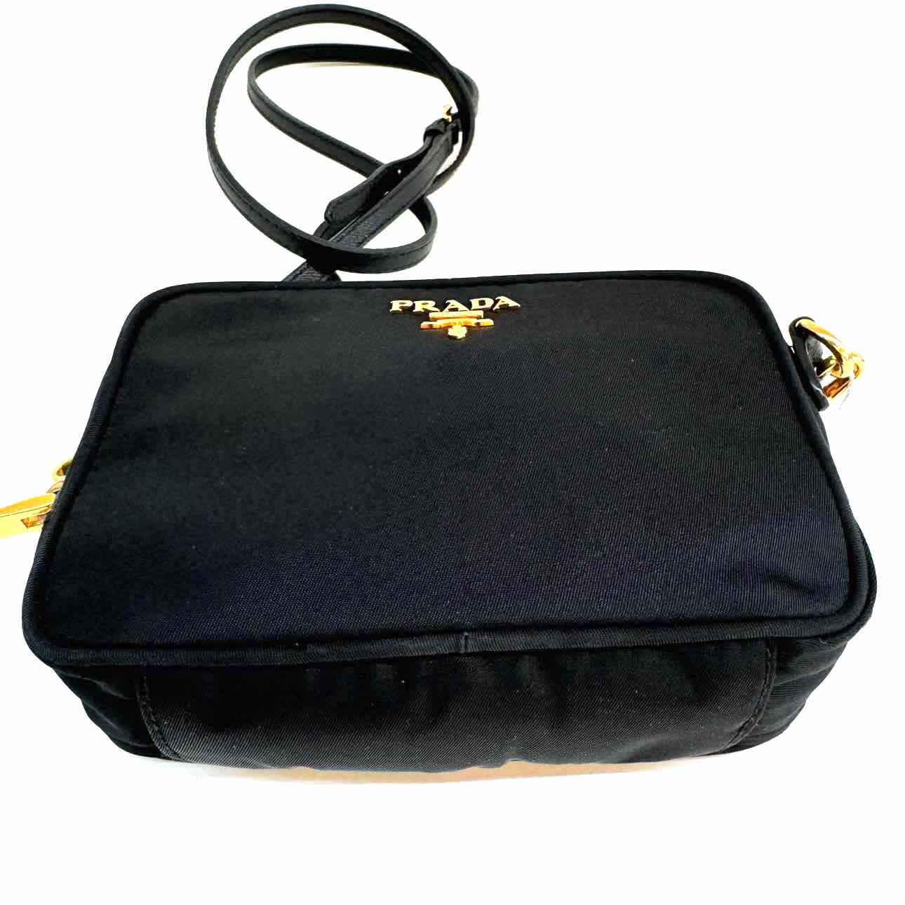 PRADA Nylon Mini Crossbody Bag Black Gold HW (Pre-Owned)