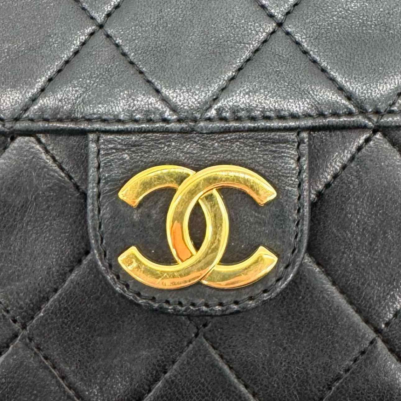 CHANEL Lambskin Push Lock Medium Half Flap Black (Pre-Owned)