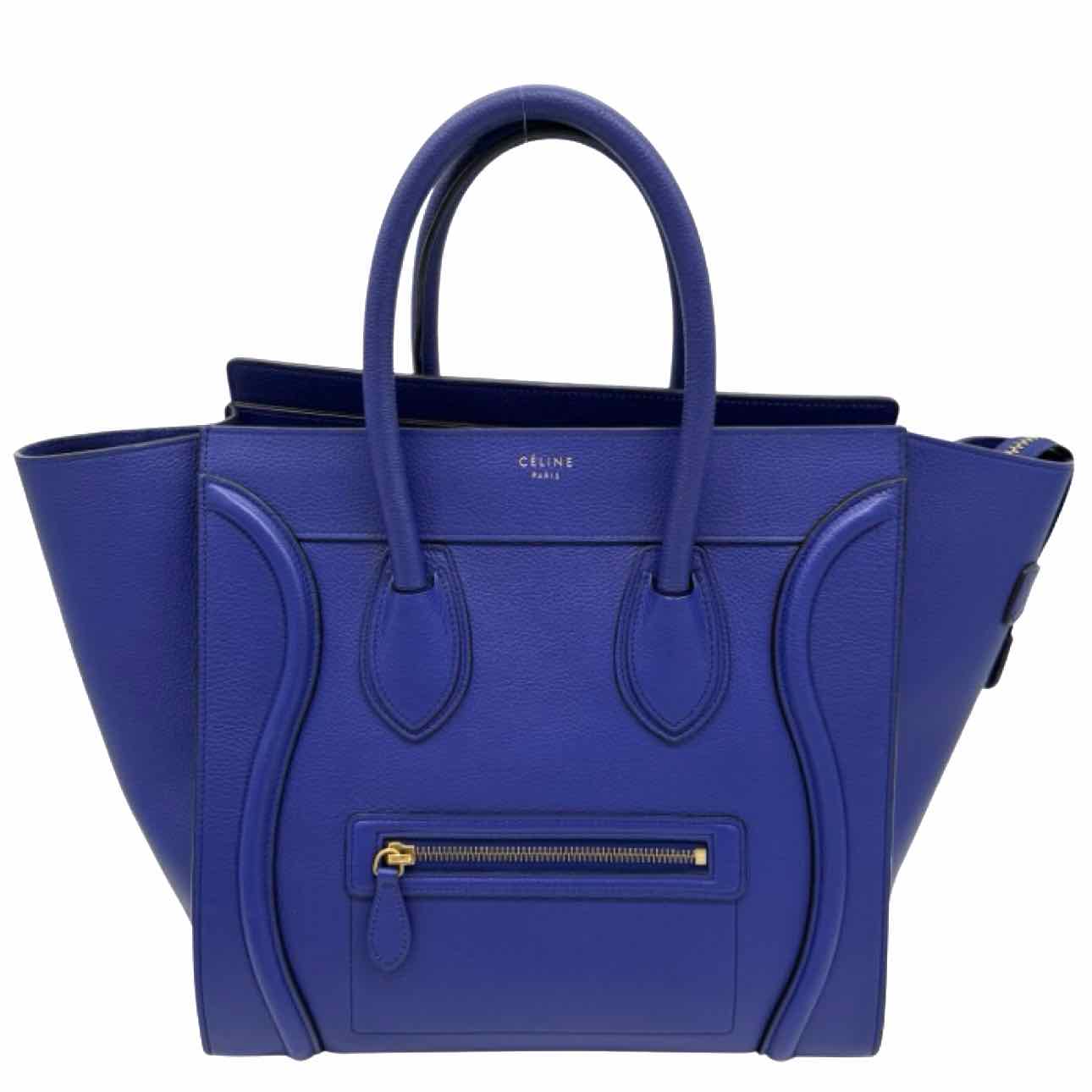 Celine Grained Calfskin Mini Luggage Tote Blue