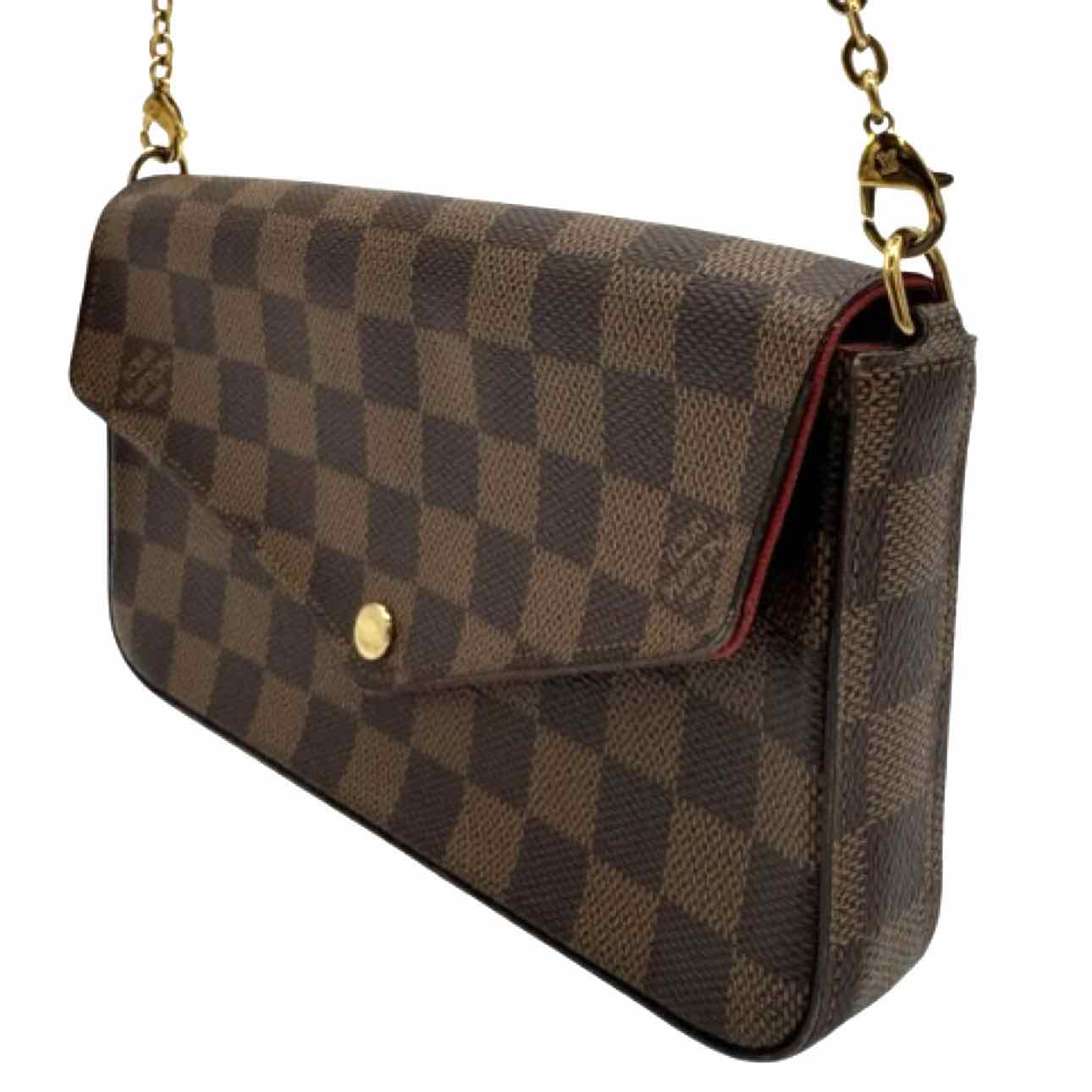 LOUIS VUITTON Damier Ebene Pochette Felicie Cerise Red