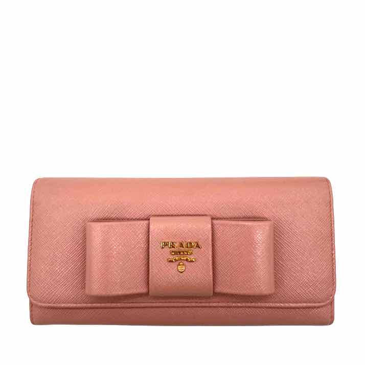 PRADA Saffiano Bow Continental Wallet Orchidea (Pre-Owned)