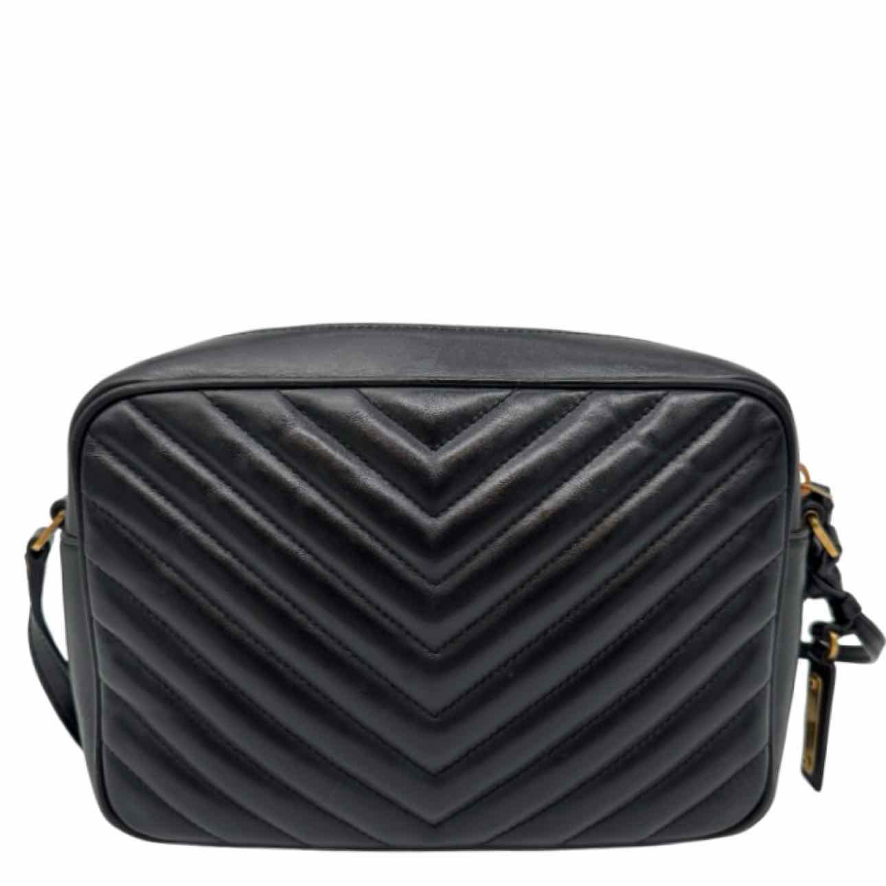 SAINT LAURENT Matelasse Chevron Medium Lou Camera Bag Black