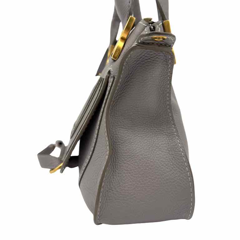 CHLOE Calf Leather Small Marcie Bag Cashmere Grey (Pre-Owned)