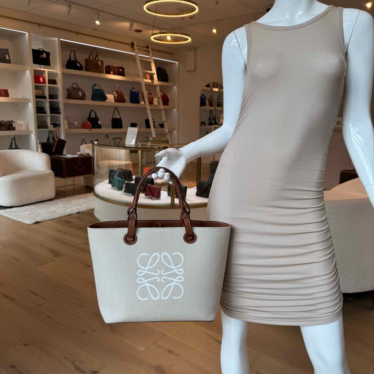 LOEWE Canvas Calfskin Medium Anagram Tote Bag (Pre-Owned)