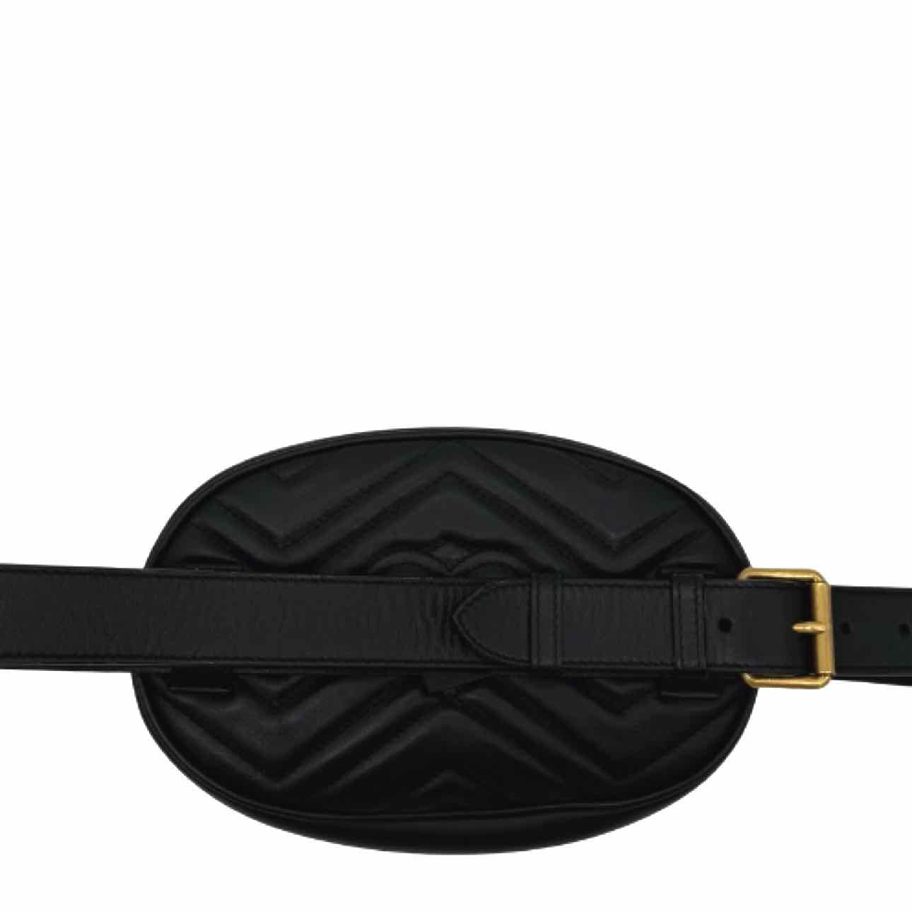 GUCCI Matelasse Chevron Marmont Belt Bag Black