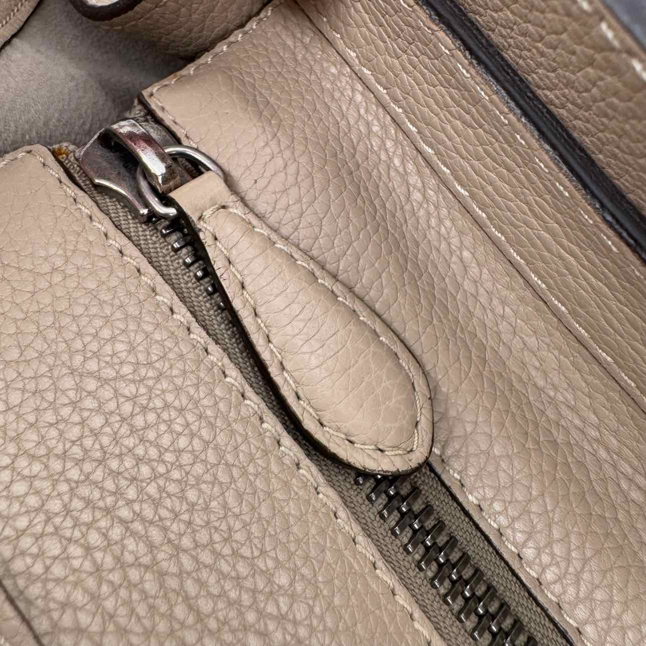 CELINE Drummed Calfskin Mini Luggage Handbag Beige (Pre-Owned)