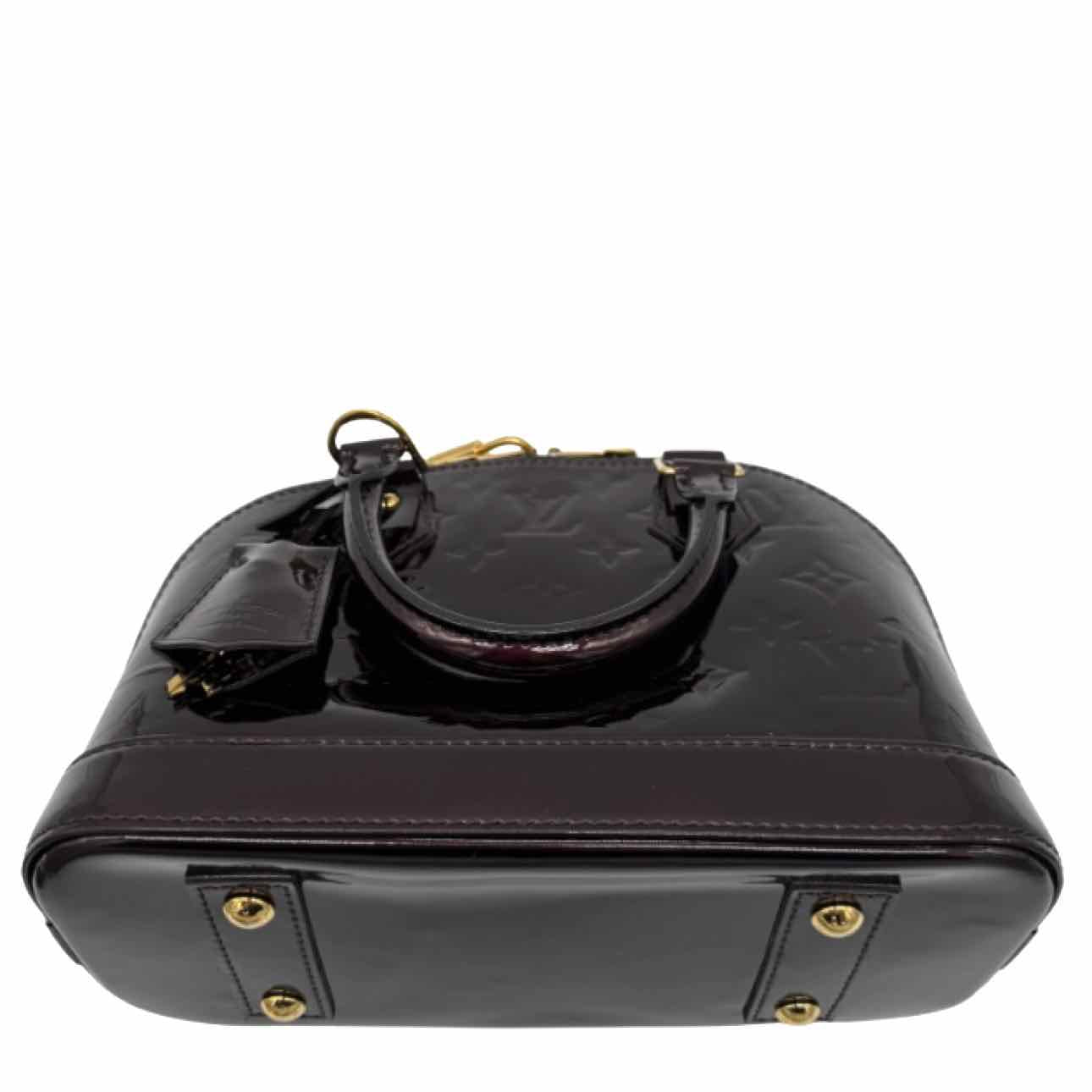 LOUIS VUITTON Monogram Vernis BB Alma Tote Amarante