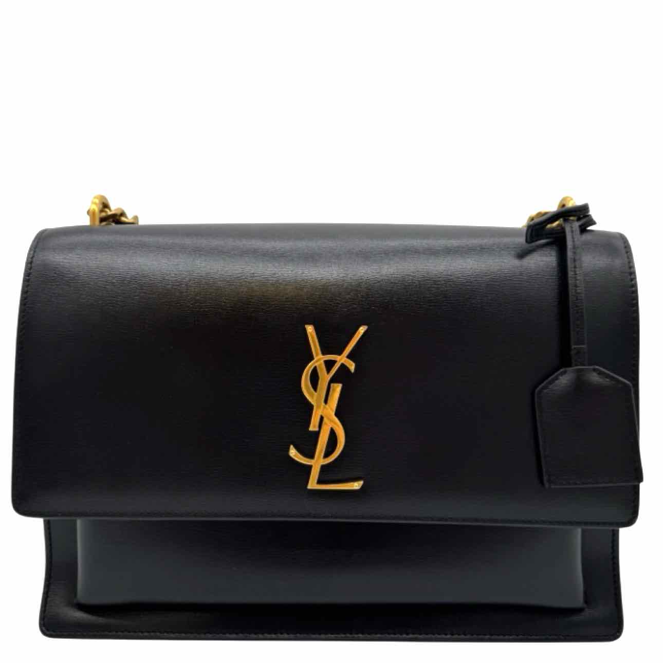 SAINT LAURENT Calfskin Large Sunset Shoulder Bag Black