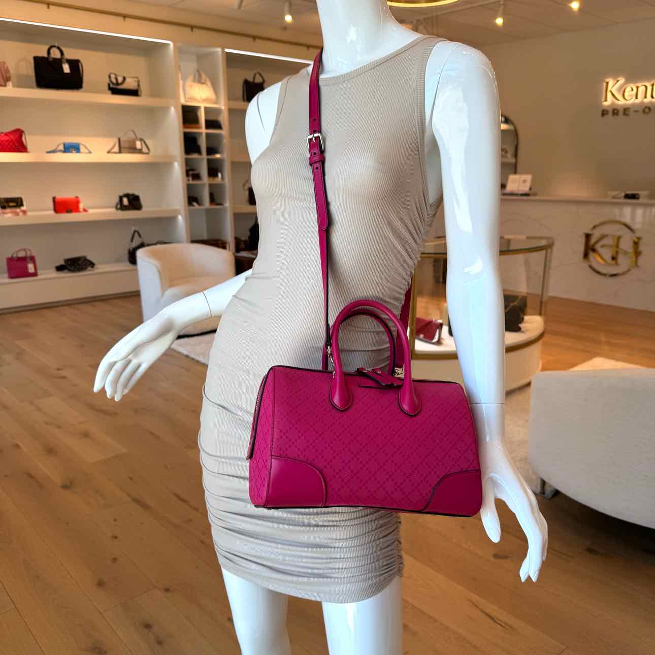 GUCCI Bright Leather Diamante Satchel Pink