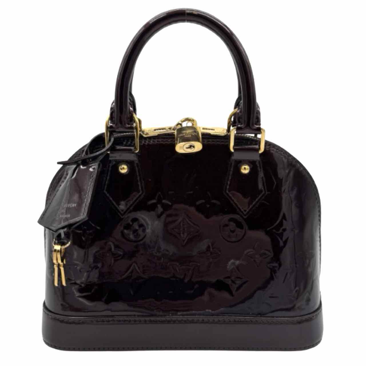 LOUIS VUITTON Monogram Vernis BB Alma Tote Amarante