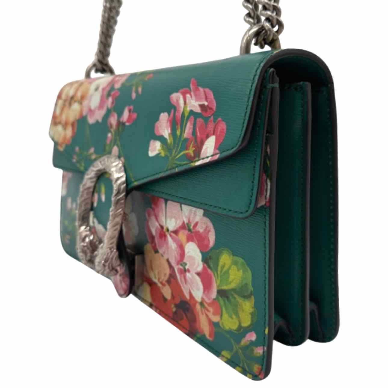 GUCCI Calfskin Leather Medium Dionysus Blooms Print Shoulder Bag