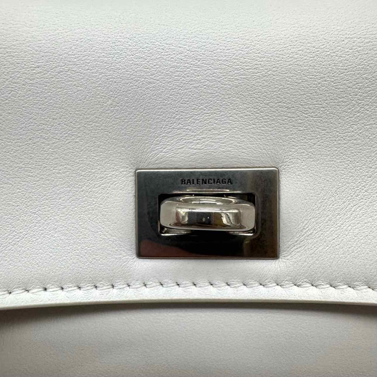 BALENCIAGA Calfskin Mini Rodeo Top Handle Crossbody Optic White
