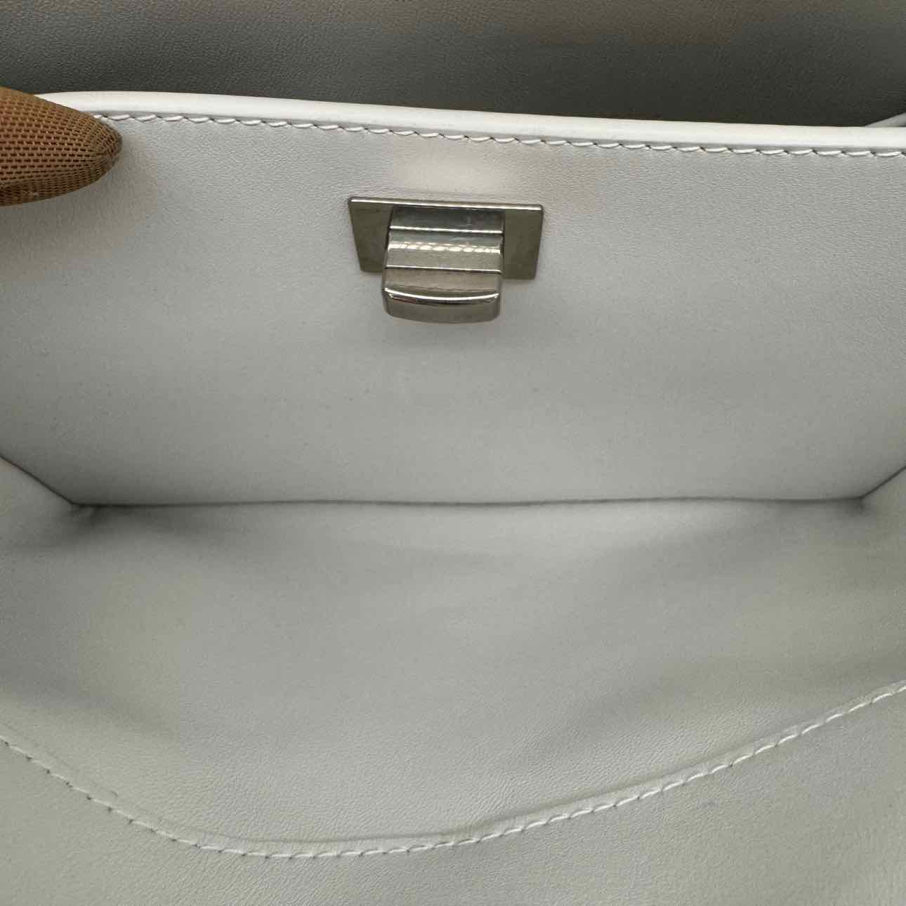 BALENCIAGA Calfskin Mini Rodeo Top Handle Crossbody Optic White