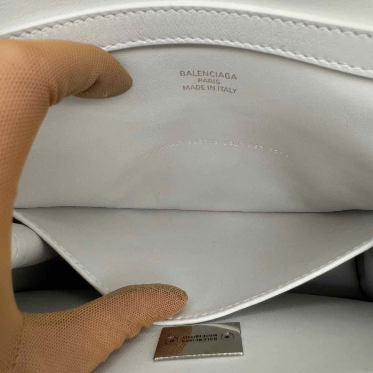 BALENCIAGA Calfskin Mini Rodeo Top Handle Crossbody Optic White
