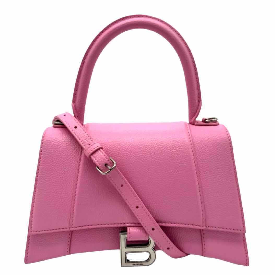BALENCIAGA Leather Top Handle Hourglass Small Bag Pink