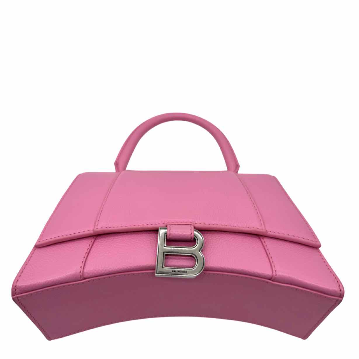 BALENCIAGA Leather Top Handle Hourglass Small Bag Pink