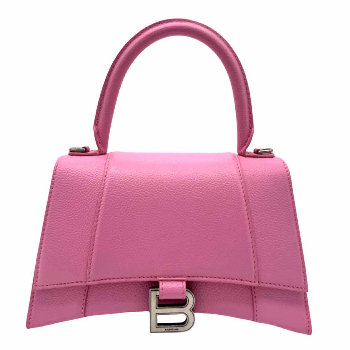 BALENCIAGA Leather Top Handle Hourglass Small Bag Pink