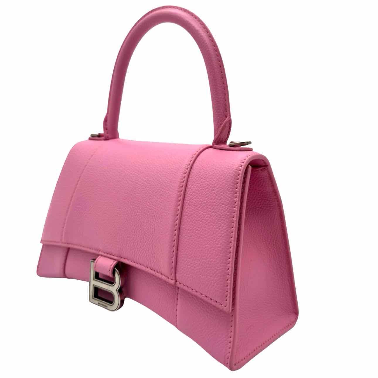 BALENCIAGA Leather Top Handle Hourglass Small Bag Pink