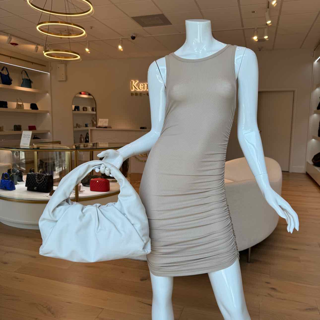 BOTTEGA VENETA Smooth Butter Calfskin Small The Shoulder Pouch White (Pre-Owned)