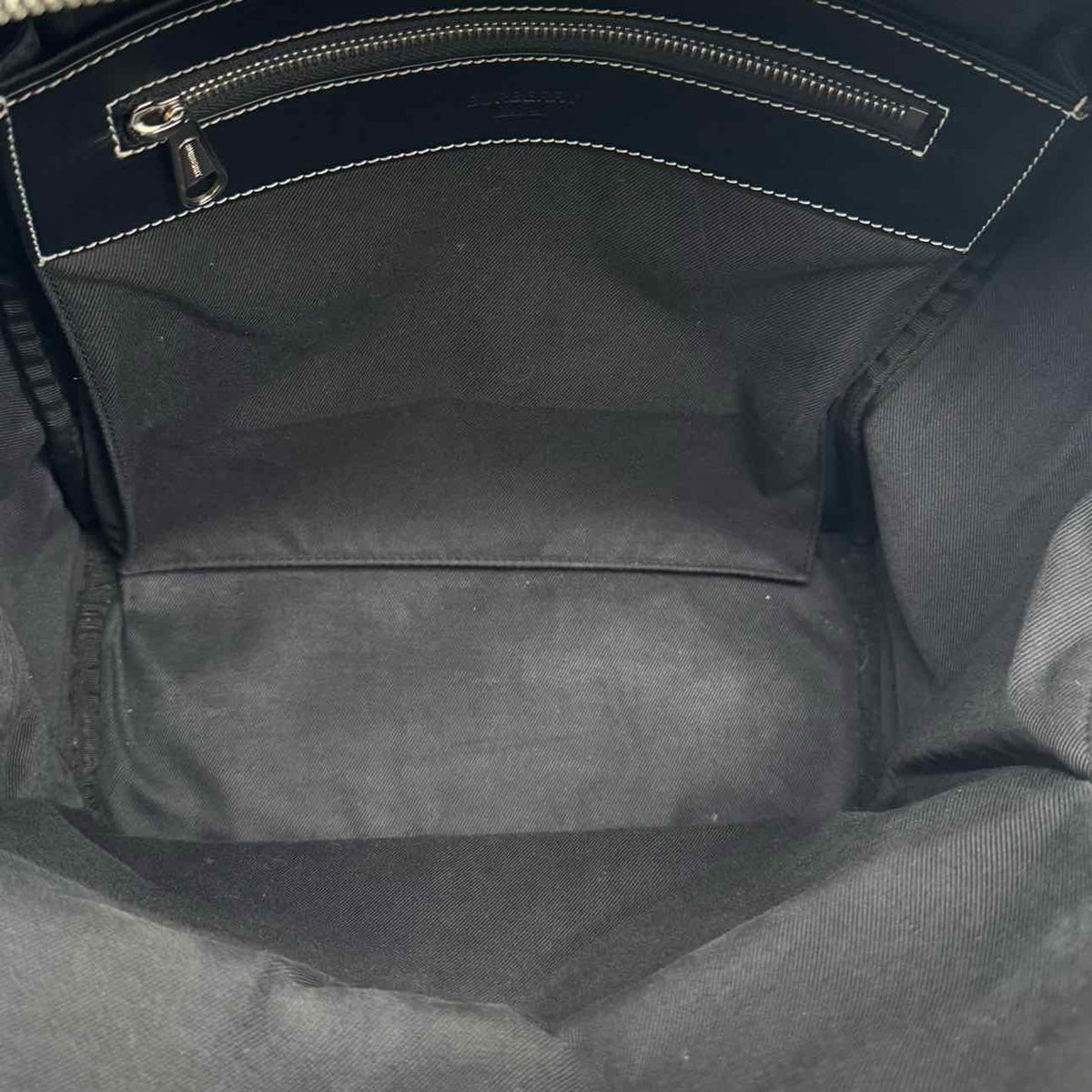 BURBERRY Monogram Print Leather Backpack Black
