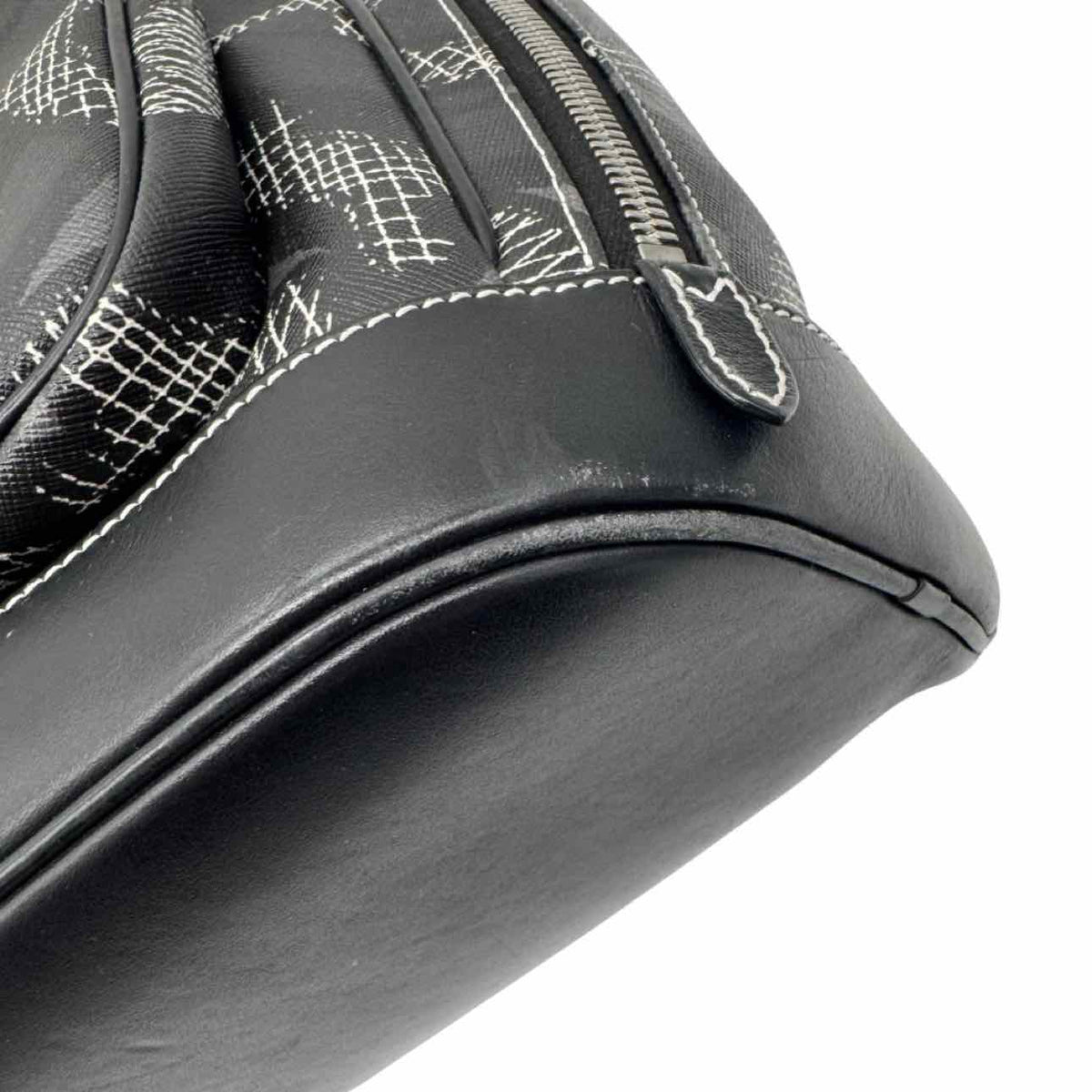 BURBERRY Monogram Print Leather Backpack Black