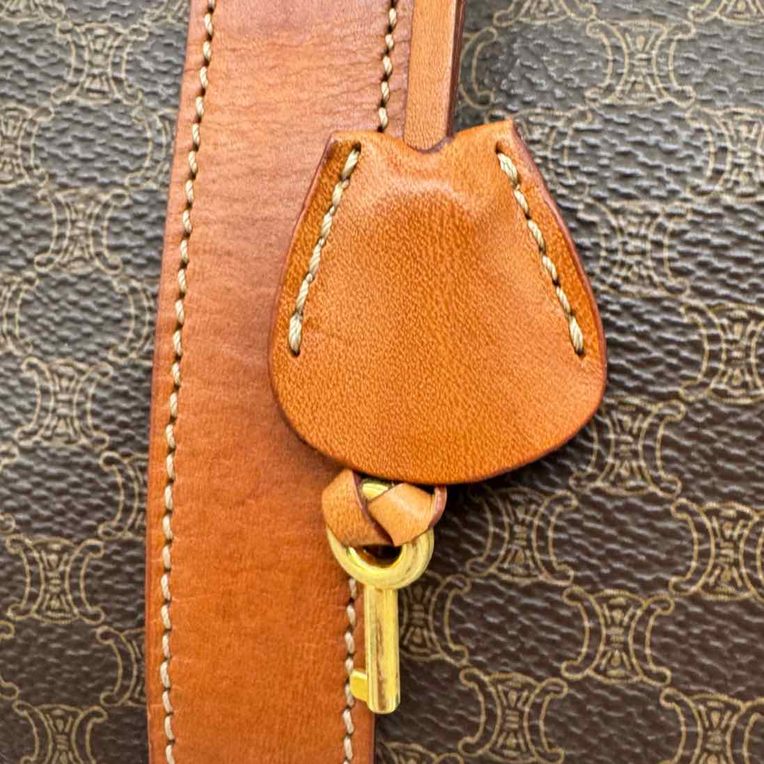 CELINE Canvas Macadam Boston Bag Brown