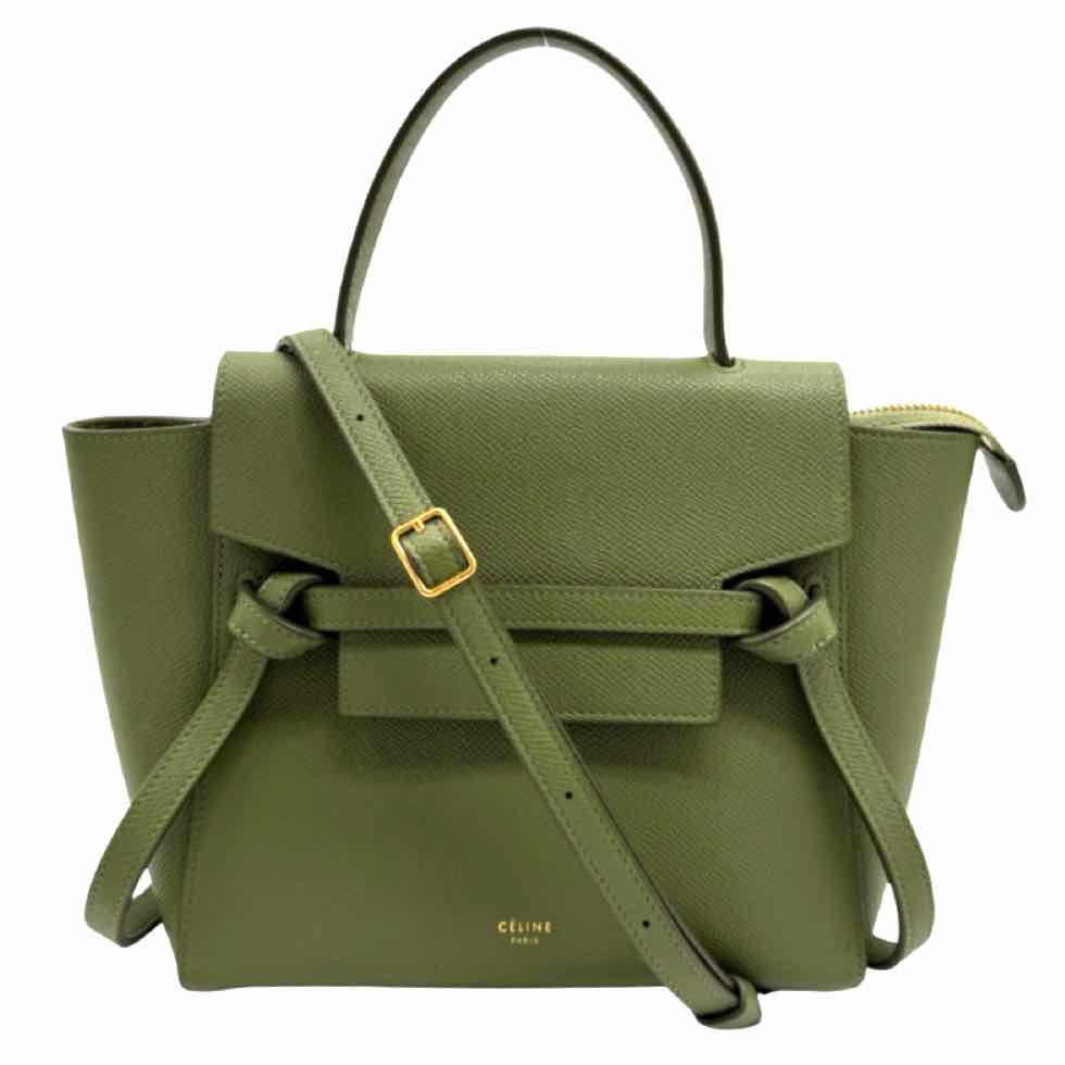 CELINE Grained Calfskin Micro Belt Bag Khaki
